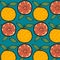 Oranges Fruit Pattern With Blue Background.