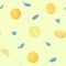 Oranges or lemons seamless botanical pattern citrus fruits with blue leaves.