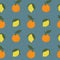 Oranges and lemons on teal seamless pattern