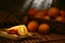 Oranges in Rustic Country Old Style Still Life