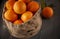 Oranges in sackcloth basket citrus fruit vitamins