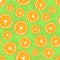 Oranges seamless pattern. Citrus background with slices of oranges. Vector illustration