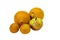Oranges , tangerines and apple on a white background