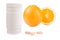 Oranges, vitamin pills and container isolated