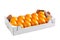 Oranges in White Cardboard Box â€“ Smooth Navel Oranges Arranged, Ordered in Fruit Market Carton Box