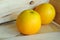 Oranges in wooden carton