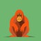 Orangutan animal logo vector illustration on green background