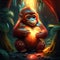 Orangutan Baby hugging heart Gorilla with heart in the forest. 3D illustration. AI Generated animal ai