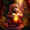 Orangutan Baby hugging heart Illustration of an orangutan holding a heart in his hands generative AI animal ai