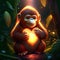 Orangutan Baby hugging heart Orangutan with a heart in his hands. Illustration. AI Generated animal ai