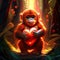 Orangutan Baby hugging heart Orangutan with a heart in his hands. Illustration. generative AI animal ai