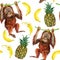 Orangutan baby seamless pattern.