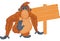 Orangutan with clean wooden banner