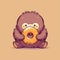 orangutan eat doughnut animal chibi cartoon style isolated plain background by AI generated