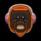 Orangutan wearing headset cartoon illustration for logo