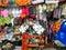 Oranjestad, Aruba - January 8, 2018: The local souvenirs in a street market of Oranjestad.