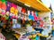 Oranjestad, Aruba - January 8, 2018: The local souvenirs in a street market of Oranjestad.