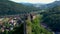 Orava castle in Slovakia. Medieval fortress on extremely high and steep cliff by the Orava river.