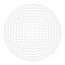 Orb, sphere with squares line mesh, grid. Circular, concentric element. Ball, globe with convex protrusion, bump distort effect.