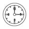 orbed clock with time icons, graphic