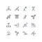 Orbit communication satellite vector line icons