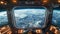 Orbital panorama: animated view from porthole captures earth\'s majesty.