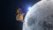 Orbiting lunar lander around the moon