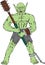 Orc Warrior Wielding Club Cartoon