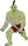 Orc Warrior Wielding Sword Running Cartoon