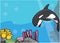 Orca Underwater Scenery Color Illustration