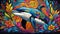 orca whale bright colorful and vibrant poster illustration