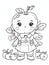 Orchard Fantasy: The Apple-Headed Girl (Coloring Page)
