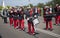 Orchestra drummers on Bloemencorso parade