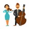 Orchestra members with violin and violoncello isolated illustration