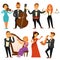 Orchestra singers and musicians or music performers musical instruments vector flat icons