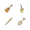 Orchestral musical instruments RGB color icons set