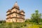 Orchha Cenotaphs, sunny day vleear blue sky, Moghul gardens. Also spelled Orcha, famous travel destination in India.