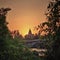 Orchha temples in India look extremely beautiful during time of sunset