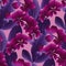 Orchid blossom colorful seamless vector pattern