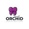 Orchid dental boutique logo,  sophistication and high quality care with flower as teeth vector