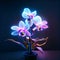 Orchid in a vase on a dark background. 3d rendering Generative AI