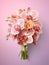 Orchid wedding bouquet flower on blurred window background