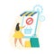 Order canceled. Flat vector illustration. Mobile shopping application status icon
