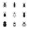 Order coleoptera icons set, simple style