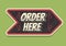 Order Here Arrow Sign Typographic Vintage Influenced Business Sign Vector Design