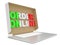 Order online - Italian food. Cardboard box cover on laptop. 3D render
