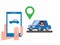 Order online transport car use smartphone, car sharing flat vector