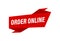 Order Online written,  red flat banner Order Online