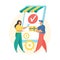 Order received. Flat vector illustration. Mobile shopping order status icon.