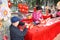 In order to celebrate the Chinese New Year, Chinese folk artists are making lanterns in paper